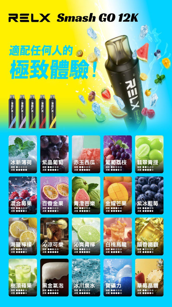 RELX 悅刻 12000口拋棄式電子煙｜大容量一次性電子煙｜水果冰感多口味｜便攜式電子煙設備-台灣現貨