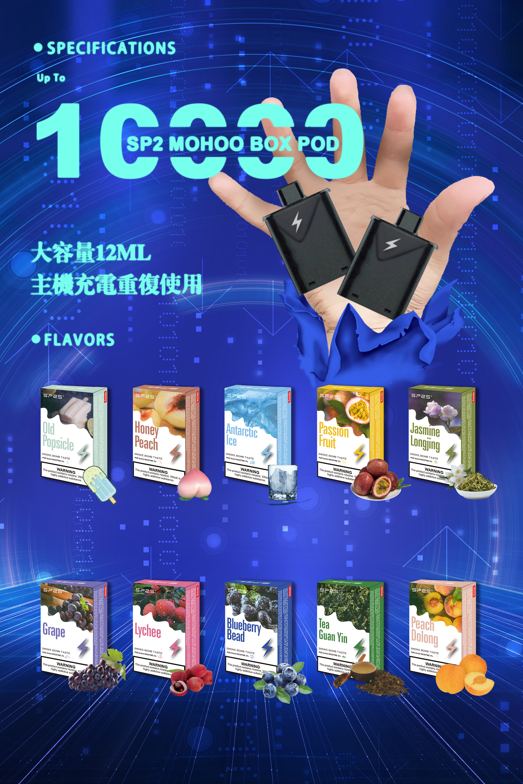 SP2 MOHOO BOX POD 魔盒煙彈｜12ML大容量換彈式煙彈｜SP2專用電子煙煙彈｜多款口味可選-台灣現貨
