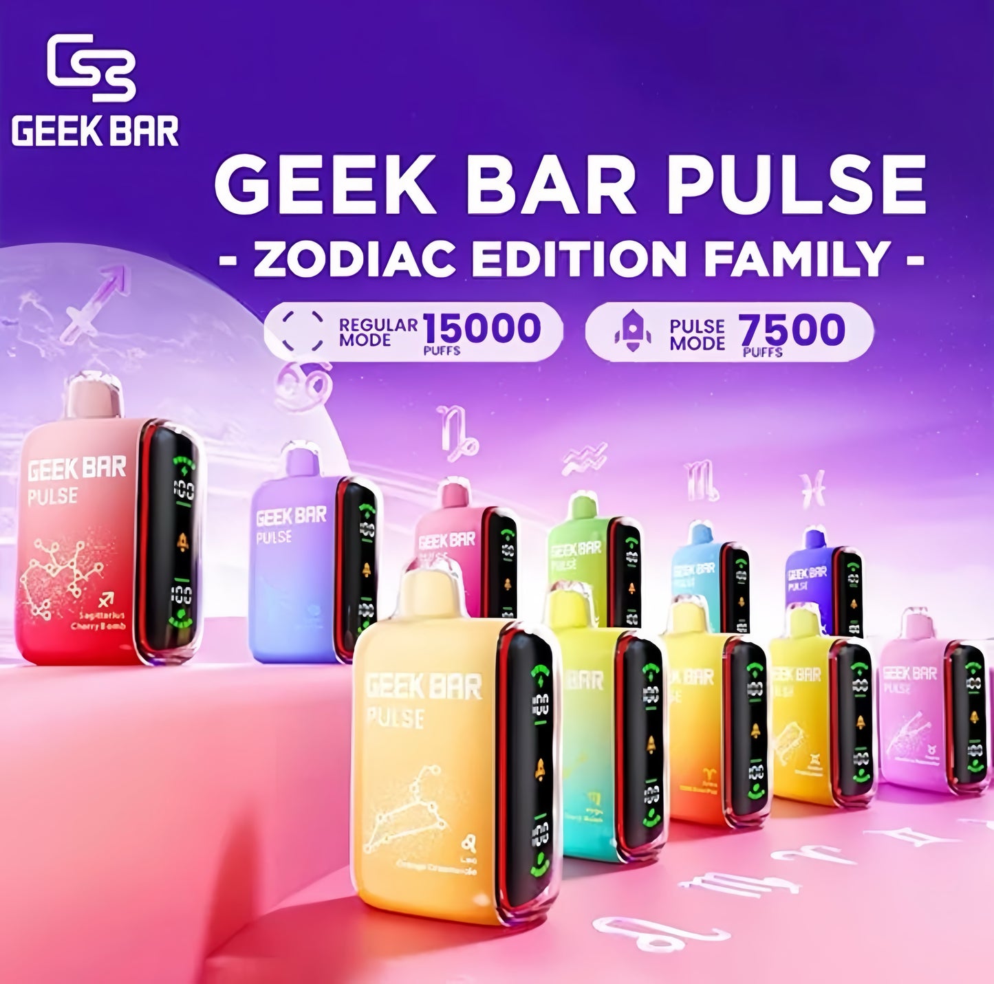 Geek Bar Pulse 小火箭 15000口｜雙網芯・智慧螢幕・可充電一次性電子煙-台灣現貨